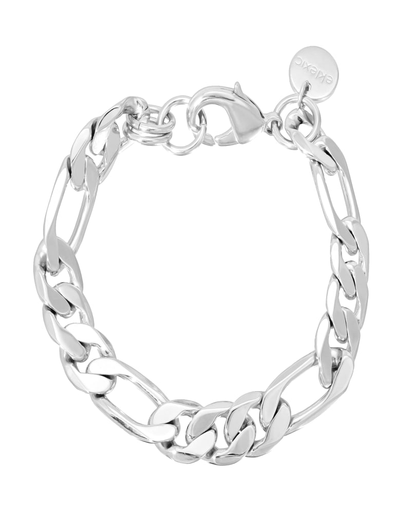 Front of a size 8.5" Axel Bracelet 8.5" Silver in Silver by Eklexic. | dia_product_style_image_id:282645